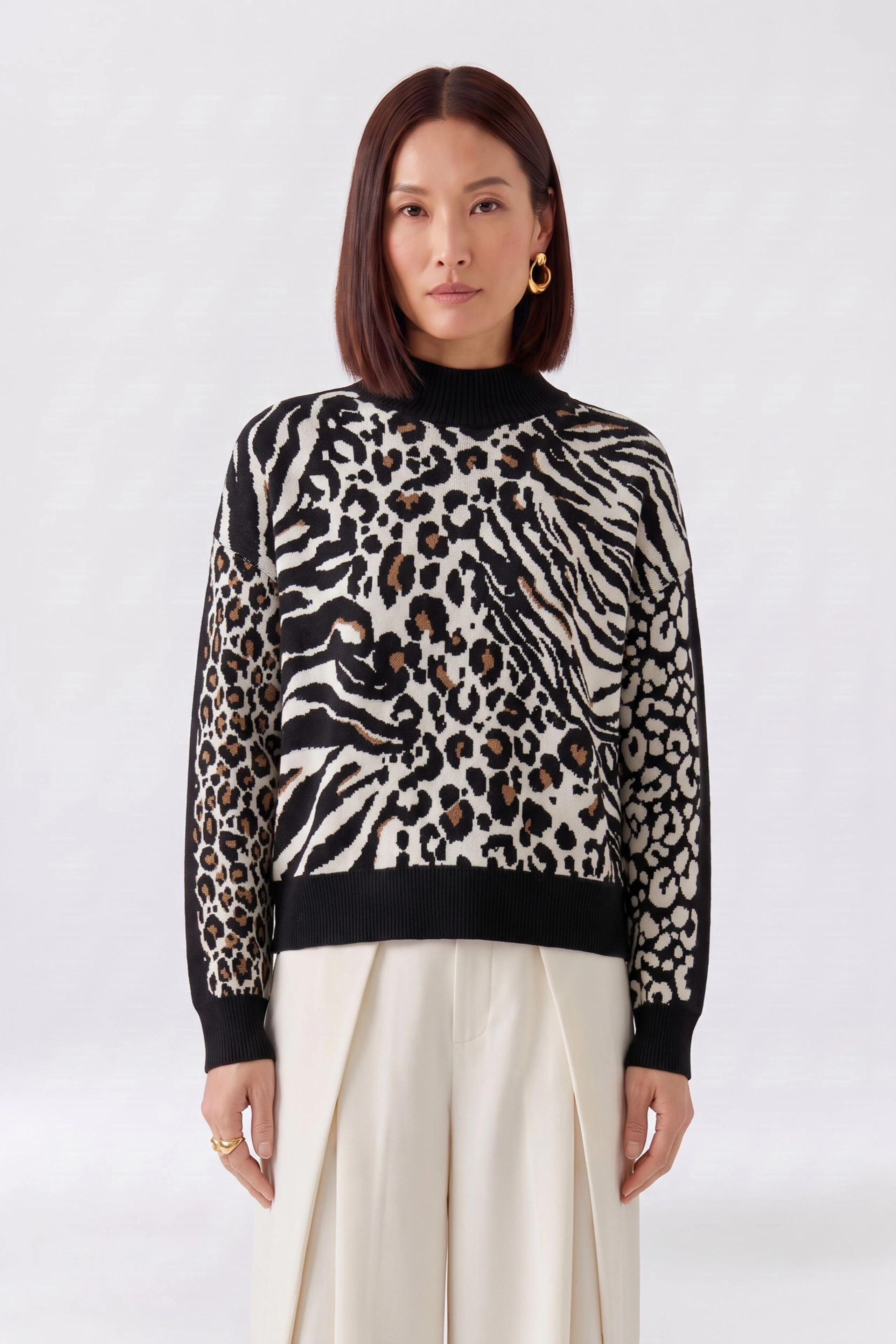 Image 2 of Pullover - black offwhite in black offwhite | Oui