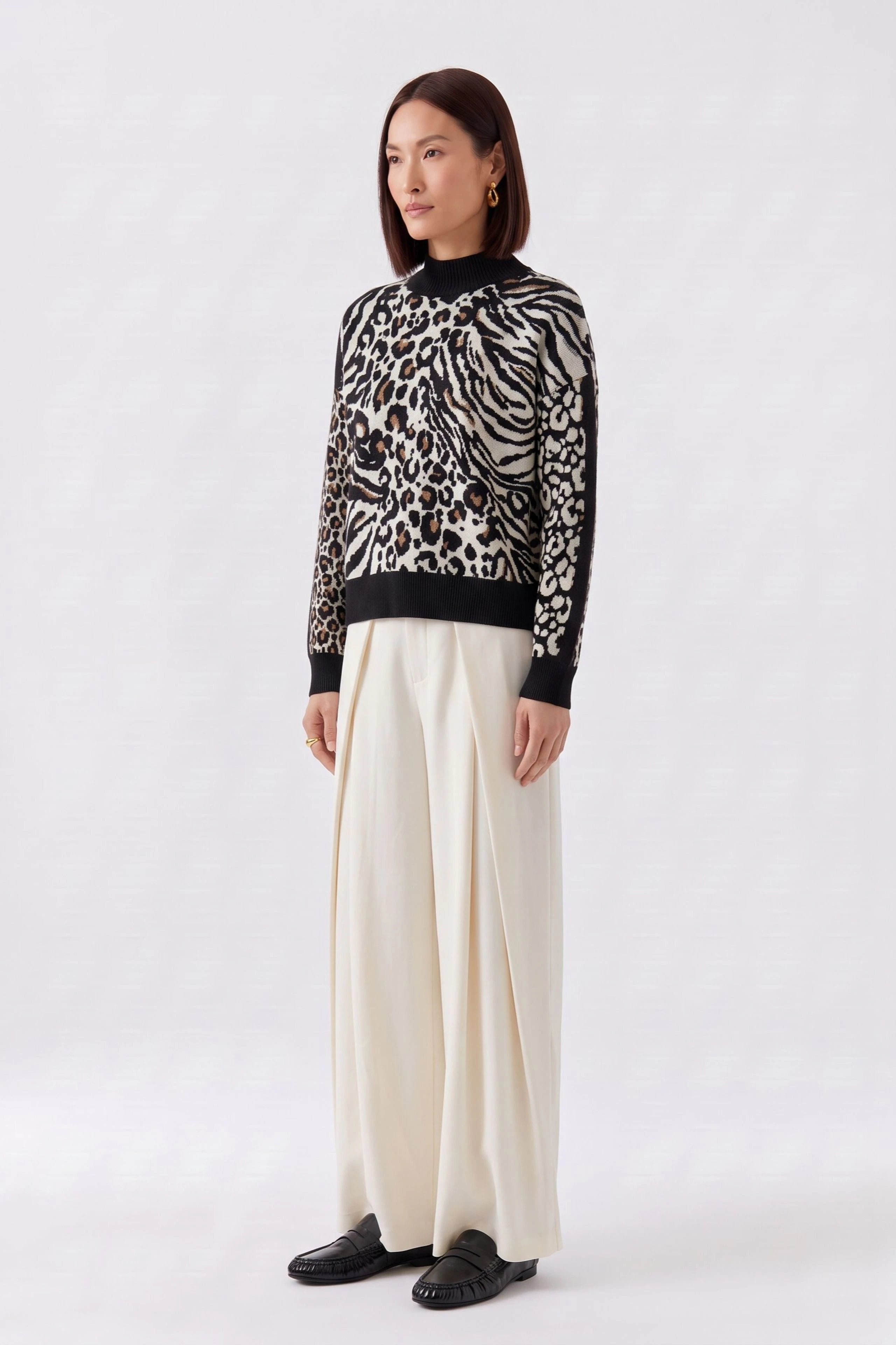 Image 4 of Pullover - black offwhite in black offwhite | Oui