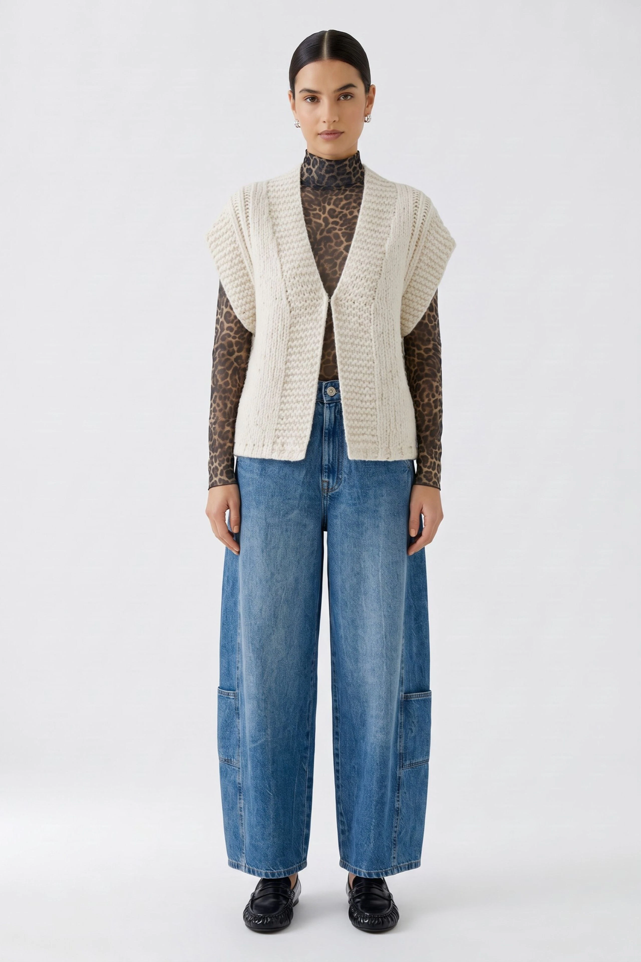Strickweste - light beige mel